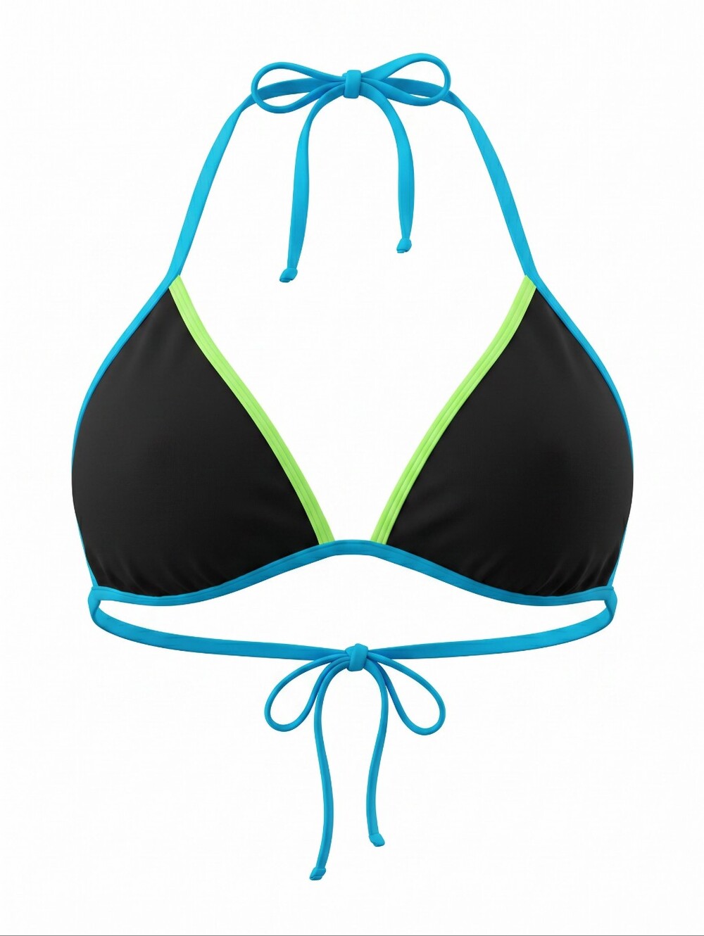 Hurley Black Triangle Bikini Top with Blue Straps and Lime Trim Swim Juniors L
